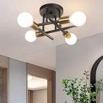 Hudi Fyier Modern Chandelier - 4 Light Industrial Vintage Style Ceiling Light for Bedroom, Kitchen, Dining Room, Loft, Office