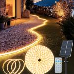 echosari Solar LED Strip Lights Outdoor, 10M 640 LED Lights Strip with Remote & 8 Modes Solar Garden Lights Outdoor Waterproof for Porch Gazebo Yard Trees Garden Decor(Warm White)