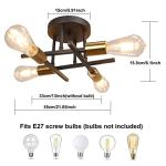 Hudi Fyier Modern Chandelier - 4 Light Industrial Vintage Style Ceiling Light for Bedroom, Kitchen, Dining Room, Loft, Office