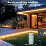 echosari Solar LED Strip Lights Outdoor, 10M 640 LED Lights Strip with Remote & 8 Modes Solar Garden Lights Outdoor Waterproof for Porch Gazebo Yard Trees Garden Decor(Warm White)