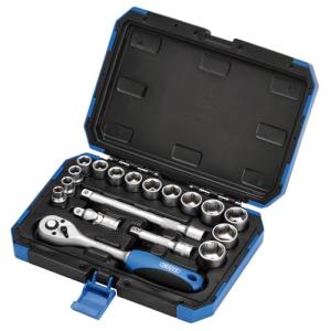 Draper Expert 18 Piece Metric Socket Set | Ratchet Tool and Case | 3/8" Square Drive | HI-TORQ MM/AF Sockets | DIY Home Professional and Car Kit |Hand Tools | 16359
