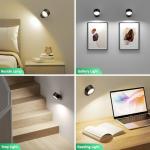 LED Wall Lights with Remote, 2 Pcs Rechargeable Wall Mounted Reading Sconces Lamp 3000mAh, 3 Colors & Dimmable Magnetic 360° Rotation Wall Lighting Spotlights for Bedroom Bedside