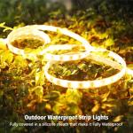echosari Solar LED Strip Lights Outdoor, 10M 640 LED Lights Strip with Remote & 8 Modes Solar Garden Lights Outdoor Waterproof for Porch Gazebo Yard Trees Garden Decor(Warm White)