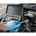 Draper Expert 18 Piece Metric Socket Set | Ratchet Tool and Case | 3/8" Square Drive | HI-TORQ MM/AF Sockets | DIY Home Professional and Car Kit |Hand Tools | 16359