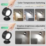 LED Wall Lights with Remote, 2 Pcs Rechargeable Wall Mounted Reading Sconces Lamp 3000mAh, 3 Colors & Dimmable Magnetic 360° Rotation Wall Lighting Spotlights for Bedroom Bedside