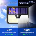 Seklin Outdoor Solar Lights, 238 LED Solar Security Lights and 3 Modes Motion Sensor 270° Wide Angle Solar Powered Lights IP65 Waterproof Solar Wall Light for Front Door Yard Garage Garden