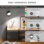 LED Wall Lights with Remote, 2 Pcs Rechargeable Wall Mounted Reading Sconces Lamp 3000mAh, 3 Colors & Dimmable Magnetic 360° Rotation Wall Lighting Spotlights for Bedroom Bedside