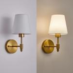 HARPER LIVING Battery Operated Wall Lights Set of 2, Wireless LED Wall Lamps with Fabric Shade & Remote, 3CCT 9 RGB Dimmable Rechargeable Bulbs Sconce Light for Bedroom Living Room Hallway (Brass)