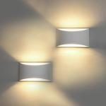HYDONG LED Wall Lights 2 Pack Modern White Plaster Wash Lights 7W Warm White Sconce Up and Down Wall Lamp for Living Room, Bedroom, Hallway (G9 LED Bulb Included)