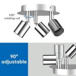 URAQT GU10 Spotlight Ceiling Lamp, 3 Silver Kitchen Spot Lights for Ceiling, LED Rotatable GU10 Industrial Corridor Ceiling Light Accessories, Spotlight Bar Indoor Dimmable (Bulb Not Included)
