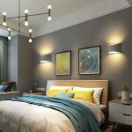 HYDONG LED Wall Lights 2 Pack Modern White Plaster Wash Lights 7W Warm White Sconce Up and Down Wall Lamp for Living Room, Bedroom, Hallway (G9 LED Bulb Included)