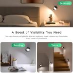 LED Wall Lights with Remote, 2 Pcs Rechargeable Wall Mounted Reading Sconces Lamp 3000mAh, 3 Colors & Dimmable Magnetic 360° Rotation Wall Lighting Spotlights for Bedroom Bedside