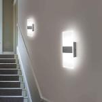 Glighone LED Wall Lights Indoor Dimmable Wall Lamp Wall Sconce Up Down Wall Lighting Modern 12W Acrylic for Bedroom Living Room Corridor Silver, Cool White(2 Pack)