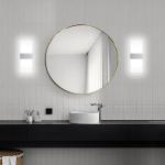 Glighone LED Wall Lights Indoor Dimmable Wall Lamp Wall Sconce Up Down Wall Lighting Modern 12W Acrylic for Bedroom Living Room Corridor Silver, Cool White(2 Pack)