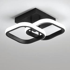 EIDISUNY Modern Ceiling Light LED 22W Cool White Light 6000K Square Black Ceiling Lights fixtures LED for Hallway Office Bedroom Kitchen Living Room Bedroom Entryway Balcony Stair Dining Room (Black)