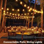 GLUROO 120FT Festoon Lights Outdoor, Garden Patio String Lights Mains Powered, 2200K Warm White, ST38 Waterproof LED String Lights with 62 Plastic Vintage Bulbs for Backyard Party Wedding