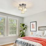 Rayofly Modern Crystal Chandeliers Ceiling Light, 3-Lights Crystal Ceiling Lights Living Room, Chrome Semi Flush Ceilings Light Fittings for Hallway, Bathroom, Bedroom, Foyer, Kitchen Light Fixture