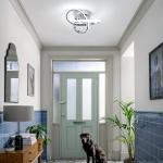 EIDISUNY Modern Chrome Ceiling Lights LED, 25cm Silver Curved Small Hallway lamp Ceiling Light fixtures LED for Hallway, Aisle, Entrance, Bedroom, Kitchen, Living Room - 25cm, 22W Cool White 6000K