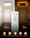 BLNAN LED Ceiling Lights for Bedroom, 24W 2400LM Dimmable Ceiling Light with Remote Control, 2000K Night Light, 3000K-6500K Square Flush Ceiling Lamp for Living Room,Bedroom, Kitchen, White 30CM