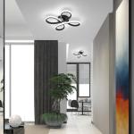 EIDISUNY Modern LED Ceiling Light, 30W Black Curved Creative Modern Ceiling Lights Fixture LED for Living Room Bedroom Corridor Aisle Hallway Indoor Office Kitchen Lamp - Cool White Light 6000K