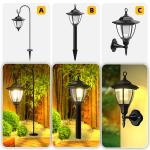 Solarize® Pack of 2 Black Victorian Coach Lamp Lantern Solar Lights LED Solar Lights Traditional Outdoor Garden Lighting Wall Mounted Crystal Lamp Shade Stylish Classic Wall Fence Gate Post Deck Light