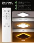 BLNAN LED Ceiling Lights for Bedroom, 24W 2400LM Dimmable Ceiling Light with Remote Control, 2000K Night Light, 3000K-6500K Square Flush Ceiling Lamp for Living Room,Bedroom, Kitchen, White 30CM