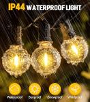 Outdoor Garden String Lights LED - 65.5Ft G40 20M Festoon Light Mains Powered with Remote Control Dimmable Timer Outside Lighting Waterproof Shatterproof Bulb Hanging for Balcony Gazebo Patio Pergola