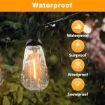 GLUROO 120FT Festoon Lights Outdoor, Garden Patio String Lights Mains Powered, 2200K Warm White, ST38 Waterproof LED String Lights with 62 Plastic Vintage Bulbs for Backyard Party Wedding