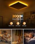 BLNAN LED Ceiling Lights for Bedroom, 24W 2400LM Dimmable Ceiling Light with Remote Control, 2000K Night Light, 3000K-6500K Square Flush Ceiling Lamp for Living Room,Bedroom, Kitchen, White 30CM