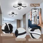 EIDISUNY Modern LED Ceiling Light, 30W Black Curved Creative Modern Ceiling Lights Fixture LED for Living Room Bedroom Corridor Aisle Hallway Indoor Office Kitchen Lamp - Cool White Light 6000K