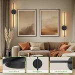 Kimjo Battery Operated Wall Lights - Rechargeable Wall Lights Dimmable 3 Colors - Wireless Wall Sconces Remote Control - Battery Wall Light USB for Bedrooms Living Room 2 Packs