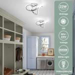 EIDISUNY Modern Chrome Ceiling Lights LED, 25cm Silver Curved Small Hallway lamp Ceiling Light fixtures LED for Hallway, Aisle, Entrance, Bedroom, Kitchen, Living Room - 25cm, 22W Cool White 6000K