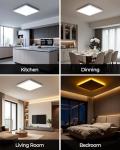 BLNAN LED Ceiling Lights for Bedroom, 24W 2400LM Dimmable Ceiling Light with Remote Control, 2000K Night Light, 3000K-6500K Square Flush Ceiling Lamp for Living Room,Bedroom, Kitchen, White 30CM