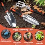 Garden Tools Set, 3 Pcs Gardening Tools Set with Trowel, Shovel & Hand Rake, Aluminium Garden Hand Tools Kit Lawn Planting, Gardening Sets for Women Gardener