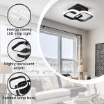 EIDISUNY Modern Ceiling Light LED 22W Cool White Light 6000K Square Black Ceiling Lights fixtures LED for Hallway Office Bedroom Kitchen Living Room Bedroom Entryway Balcony Stair Dining Room (Black)