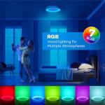 Matane RGB LED Ceiling Light Dimmable with Remote Control, 24W Flush Ceiling Lights, 3000K-6500K 2400LM for Living Room, Bedroom, Kids Room, Dining Room, Kitchen, White Round 11 Inch