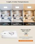 BLNAN 18W LED Ceiling Light with Night Light, 1800LM 3000K/4000K/5000K, 22CM Waterproof Bathroom Light, Square Flush Ceiling Light for Kitchen Bedroom Hallway Porch Living Room, White
