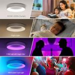 Matane RGB LED Ceiling Light Dimmable with Remote Control, 24W Flush Ceiling Lights, 3000K-6500K 2400LM for Living Room, Bedroom, Kids Room, Dining Room, Kitchen, White Round 11 Inch