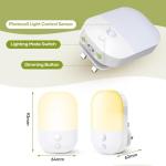 Night Light Plug in Wall with Dusk to Dawn Photocell Sensor, 5 Brightness Levels, ON/Off/AUTO Lighting Mode, 3000K Warm White Night Light for Baby, Hallways, Stairs, Bedrooms, Kitchen, 0.3W, 1 Pack