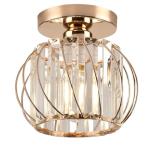 Hudi Fyier Chandelier Crystals Ceiling Lighting Fixtures, Small Semi Flush Mount Ceiling Light for Kitchen Hallway Dining Rooms Living Rooms Bar (Gold)