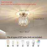 Hudi Fyier Chandelier Crystals Ceiling Lighting Fixtures, Small Semi Flush Mount Ceiling Light for Kitchen Hallway Dining Rooms Living Rooms Bar (Gold)