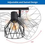 ANWIO Kitchen Lights Ceiling,4 Way Black Lounge Industrial Wall Lights-Adjustable SpotLights Ceiling Lights Wire Cage with E14 Base, Light Fittings Ceilings for Kitchen Living Room(NO Bulbs)