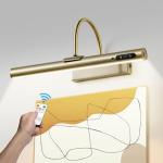 HARPER LIVING Picture Light for Wall Antique Brass, Rechargeable Picture Light with Remote, Dimmable & 3 Color Temps, Magnetic Battery Operated Wall Lights for Dartboard Frame Gallery