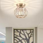 Hudi Fyier Chandelier Crystals Ceiling Lighting Fixtures, Small Semi Flush Mount Ceiling Light for Kitchen Hallway Dining Rooms Living Rooms Bar (Gold)