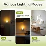 Night Light Plug in Wall with Dusk to Dawn Photocell Sensor, 5 Brightness Levels, ON/Off/AUTO Lighting Mode, 3000K Warm White Night Light for Baby, Hallways, Stairs, Bedrooms, Kitchen, 0.3W, 1 Pack