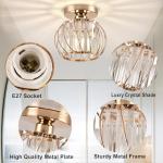 Hudi Fyier Chandelier Crystals Ceiling Lighting Fixtures, Small Semi Flush Mount Ceiling Light for Kitchen Hallway Dining Rooms Living Rooms Bar (Gold)