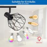 ANWIO Kitchen Lights Ceiling,4 Way Black Lounge Industrial Wall Lights-Adjustable SpotLights Ceiling Lights Wire Cage with E14 Base, Light Fittings Ceilings for Kitchen Living Room(NO Bulbs)