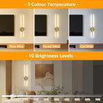 Dehobo Rechargeable Wall Sconce Lights, Battery Operated Wall Lights 3 Color Temperature, Gold Wall Lights Dimmable Wireless with Remote Control Golden 60CM for Living Room Bedroom Hallway, 2 Pack