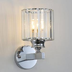Sxtiger Modern Crystal Wall Light Sconce, E27 Silver Crystal Wall Lamp, Hardwired Wall Lighting Fixtures for Bedside Bedroom Living Room Corridor Dining Room Hallway (Silver Round)