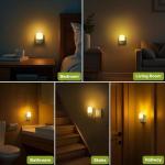 Night Light Plug in Wall with Dusk to Dawn Photocell Sensor, 5 Brightness Levels, ON/Off/AUTO Lighting Mode, 3000K Warm White Night Light for Baby, Hallways, Stairs, Bedrooms, Kitchen, 0.3W, 1 Pack